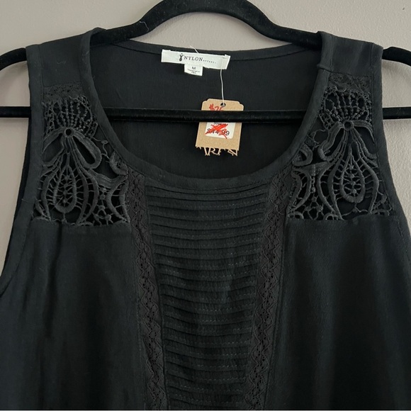 Nylon Apparel Sleeveless Top Lace up Side Tie Black Medium - Picture 2 of 11